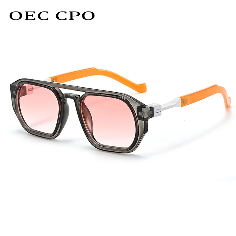 

OEC CPO Retro New Square Sunglasses Women Fashion Double Bridges Sun Glasses Female Shades UV400 Gradient Men Trending Eyewear