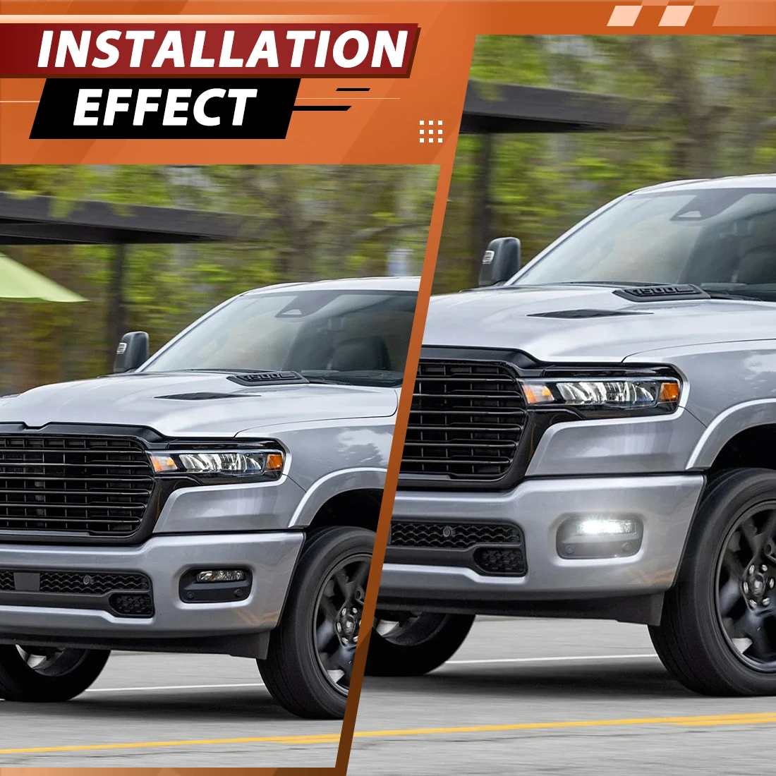 

2PCS LED Fog Lights For Dodge Ram 1500 2500 3500 2019-2024 Front Bumper Daytime Running Light Fog Driving Lamps Headlights 12V