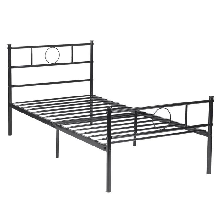 Manufacturer Supply No Boxspring Queen Metal Beds With Mattress Bedroom Metal Bed Frame Dormitory Bed