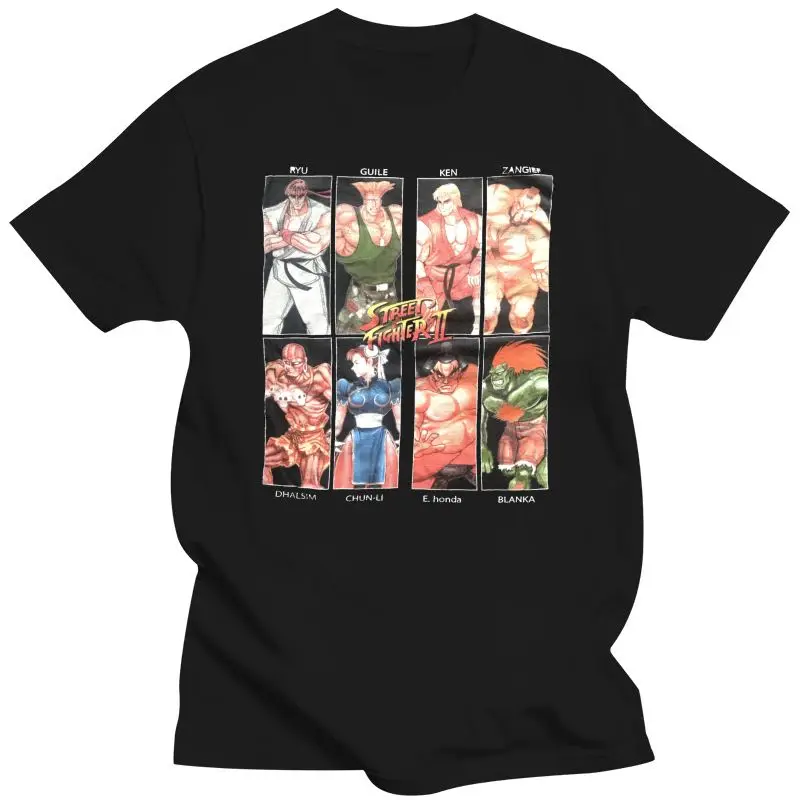 2022 BACK Street TEE Fighter II CHARACTER T-SHIRT BLACK RETRO VIDEO GAME TEE Men Women Unisex Fashion Tshirt Hoodie