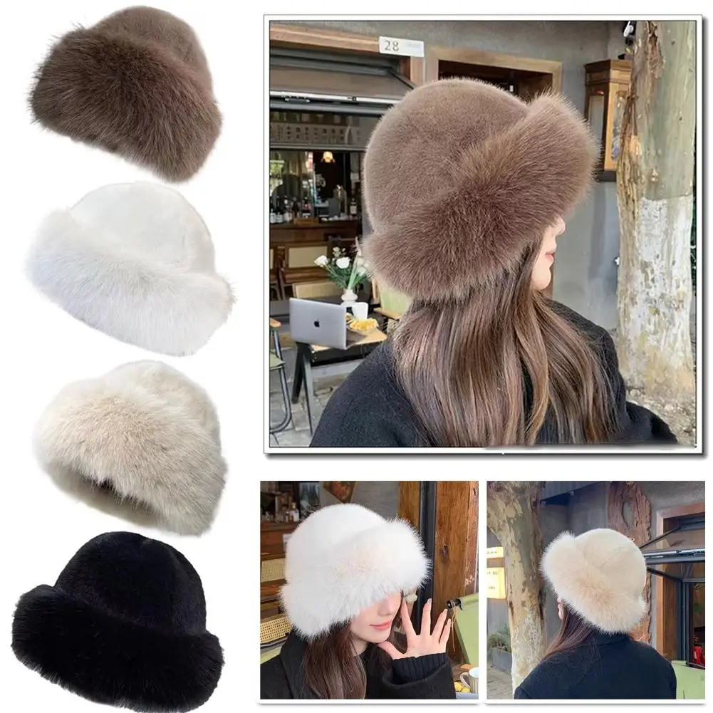 Winter Solid Color Plush Basin Hat - High-end Korean Style Imitation Fur Mongolian Versatile Casual Headwear Accessory