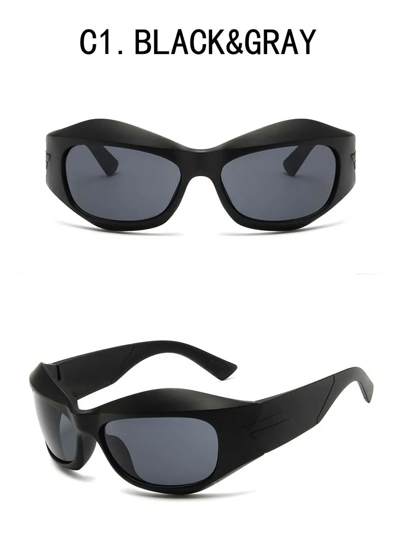 COD Y2K Sonnenbrille Damen silbrig Brillen Steampunk Sport Punk Brille Modischer zukünftiger Stil – Detail 9