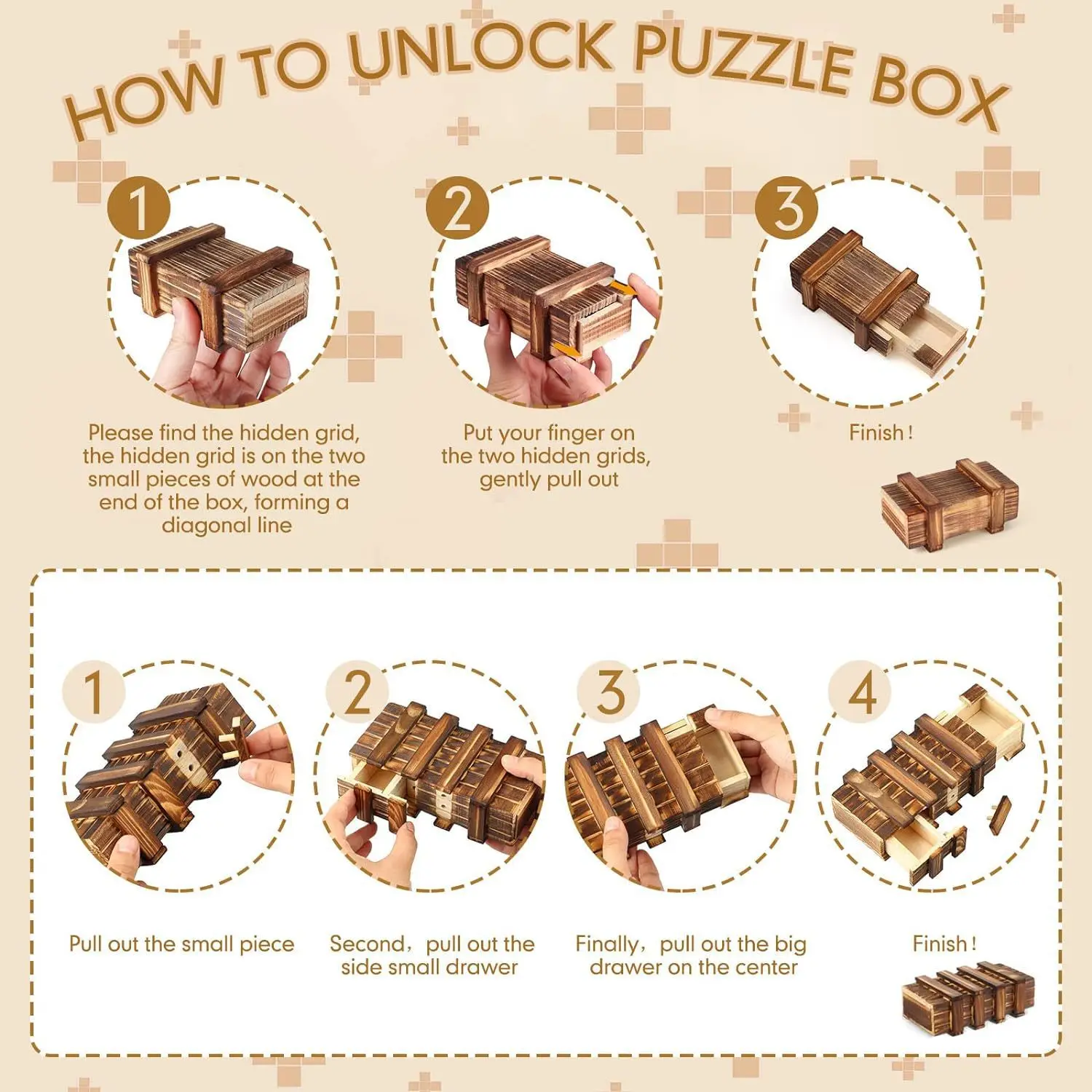 Handmade 3D Disguised Safe Box Teaser Wooden Key Box Puzzle Magic Gift Box Game Box with Extra Secure Secret Drawer IQ Toys