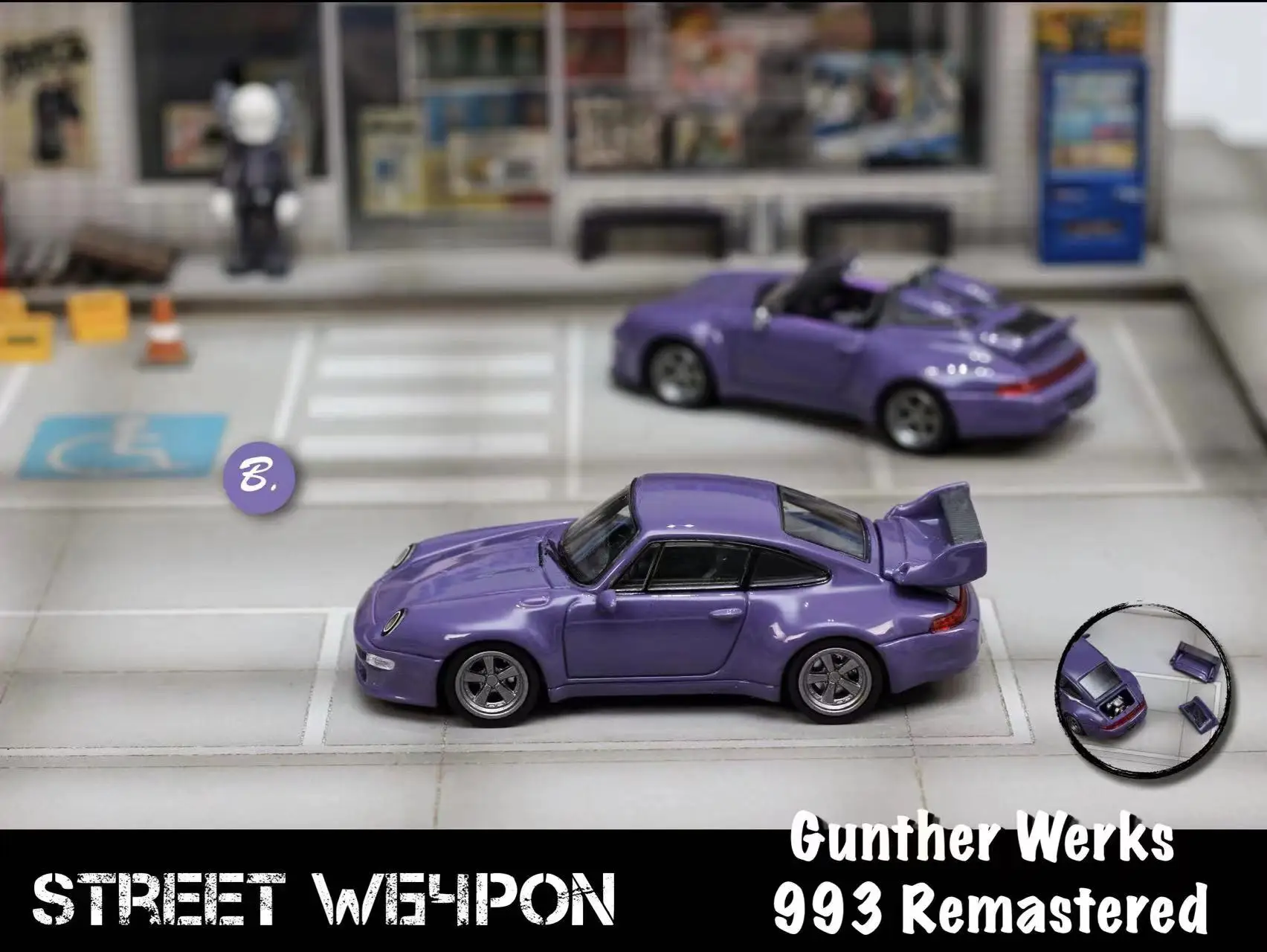 **Pre-order **SW 1:64 Gunther Werks 993 Remastered Pink /Dark Night Purple Diecast Model Car