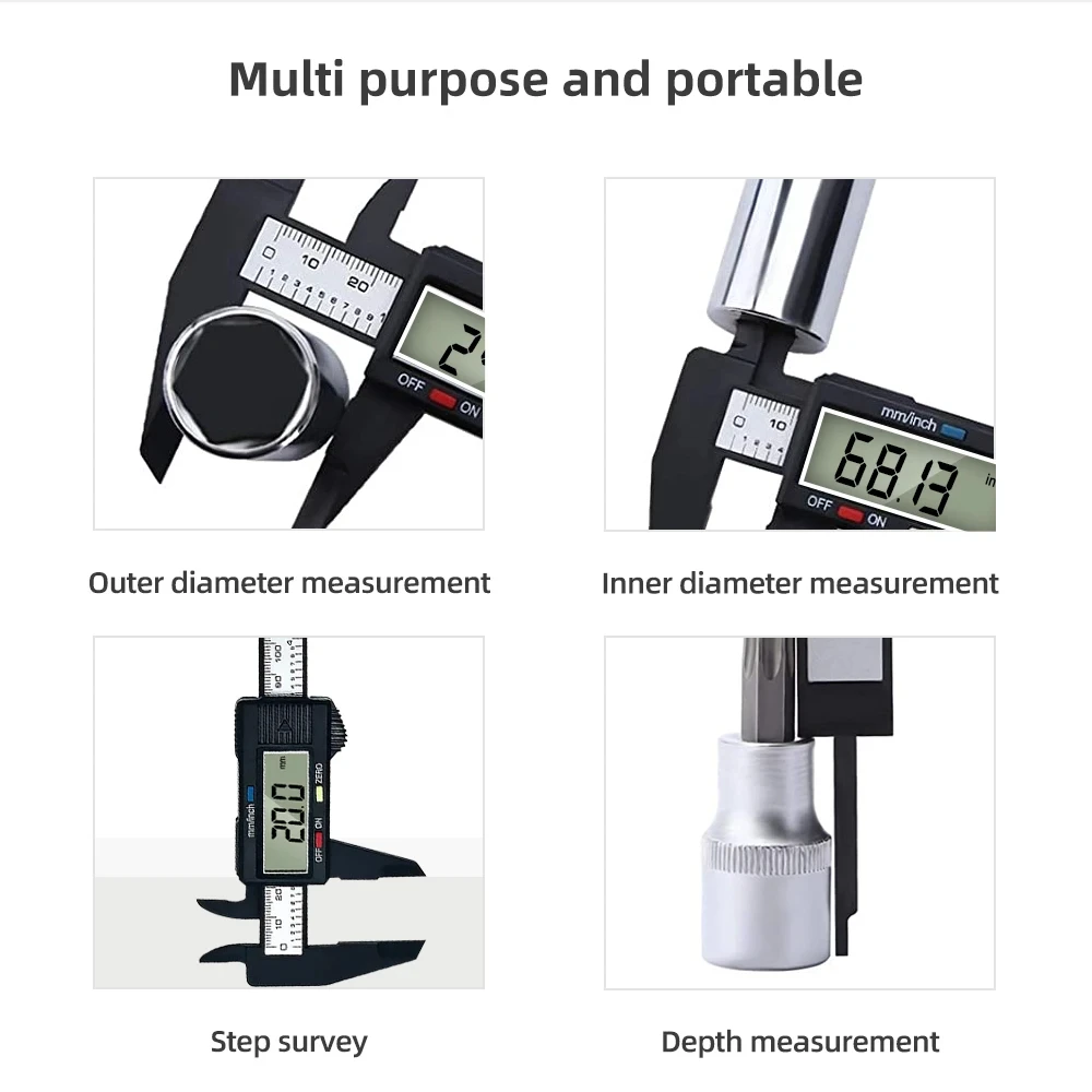 Calibro a corsoio digitale Righello da 0-150 mm Micrometro elettronico Righello Strumento di misurazione della profondità Strumento da 6 pollici