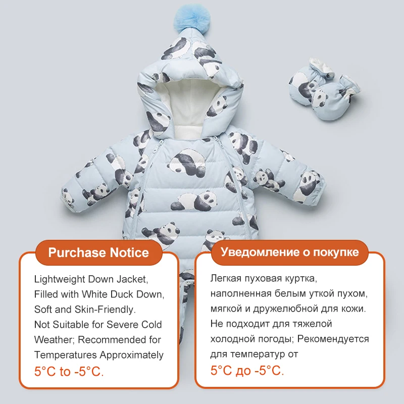 Ircomll Infant Baby Winter Lightweight Duck Down Overalls Fleece Children Jacket Cartoon Rompers For Boys Girls Toddler Jumpsuit