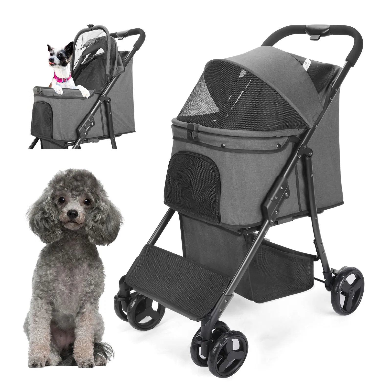 

Top Brand Wedyvko Pet Stroller Wheels Dog Stroller 360 Rotate with Brakes Basket for Small to Medium Sized Dog