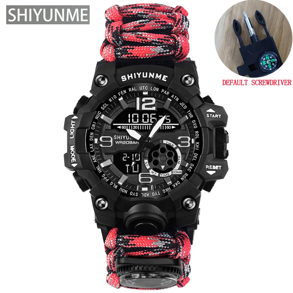 Outdoor Survival Paracord Watch with Compass & Thermometer