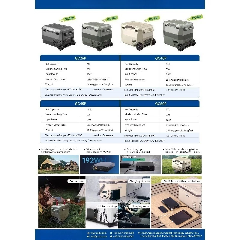 Factory Price Portable Compressor Freezer 36L Car Refrigerator 12v 24v with Detachable Battery