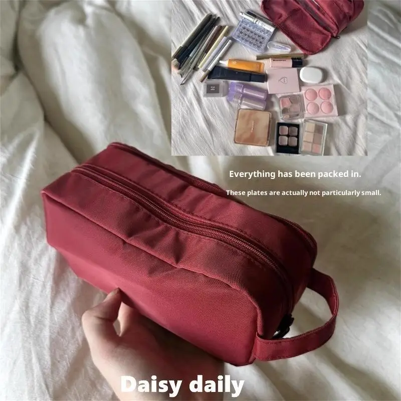 Doppelschichtige Kosmetiktasche Reise-Make-up-Organizer Große Kapazität Toilettenartikel-Tasche Multifunktionales Federmäppchen Pinselhalter – Detail 4