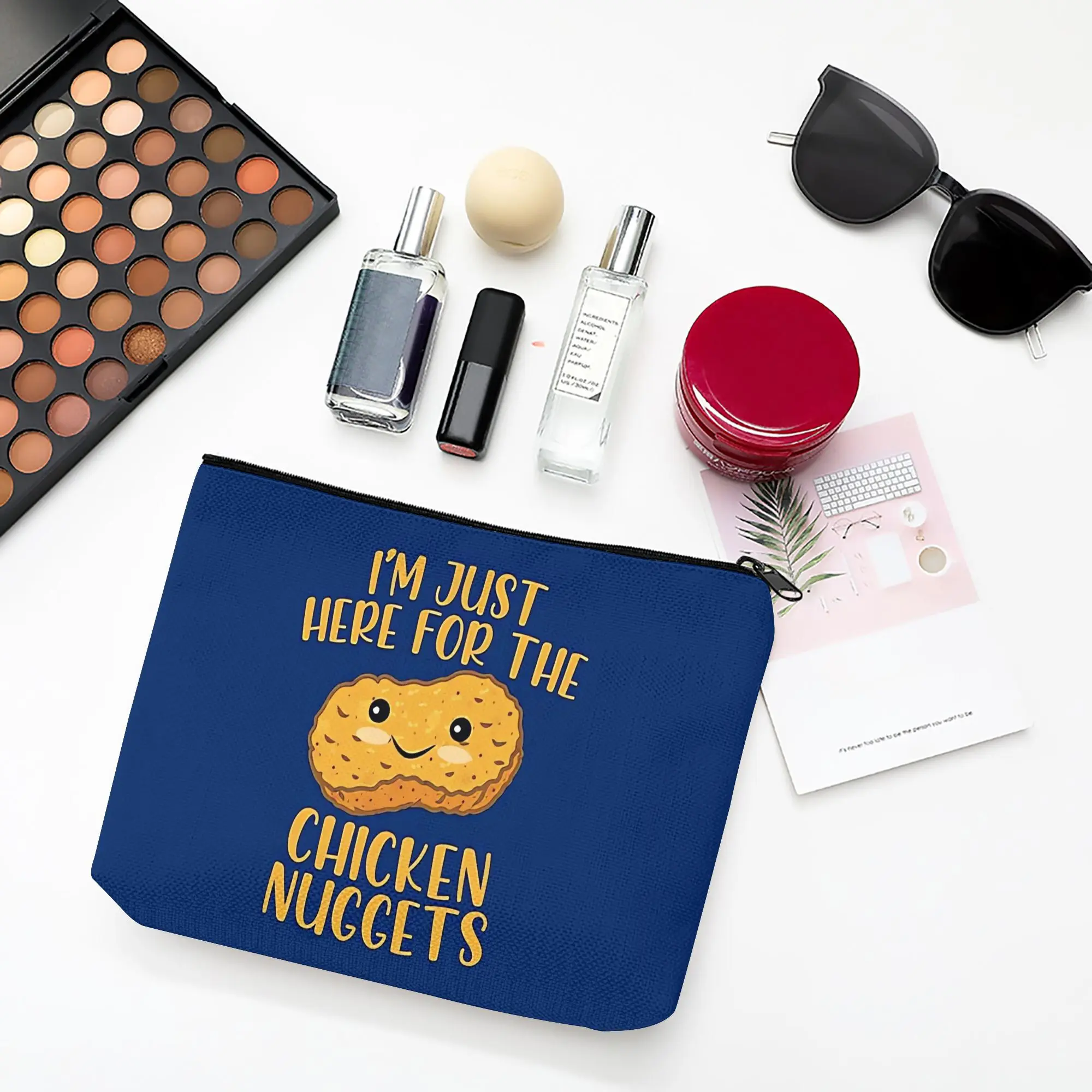 1 Piece Chicken Nugget-Shaped Makeup Bag - Multifunctional Zipper Pouch for Women, Perfect Travel Zipper Storage Bag, Fun Birthday Gift