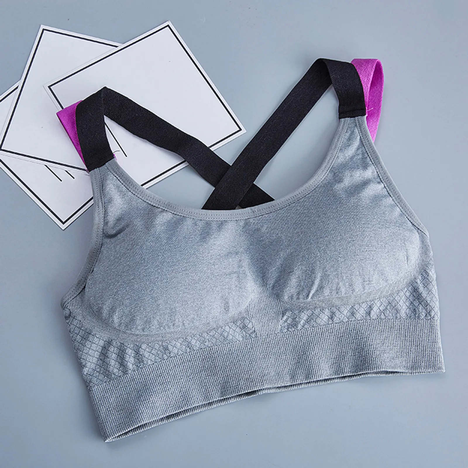 1Pcs Premium Material Sleeveless Sports Bra Without Underwire Yoga Fitness Women M Grey Comfortable for Ballet Stage Performance