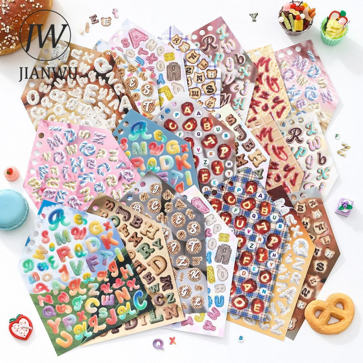 JIANWU Vintage Colorful English Letter Landscape Material Collage Scrapbooking Sticker Book Creative DIY Journal Stationery