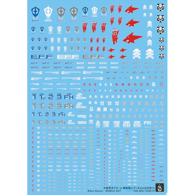 YAN Fluorescent Water Slide Decals Multiuse 01 Universal Stickers for MG RG HG 1/144 1/100 AGE Series Model Building Hobby DIY