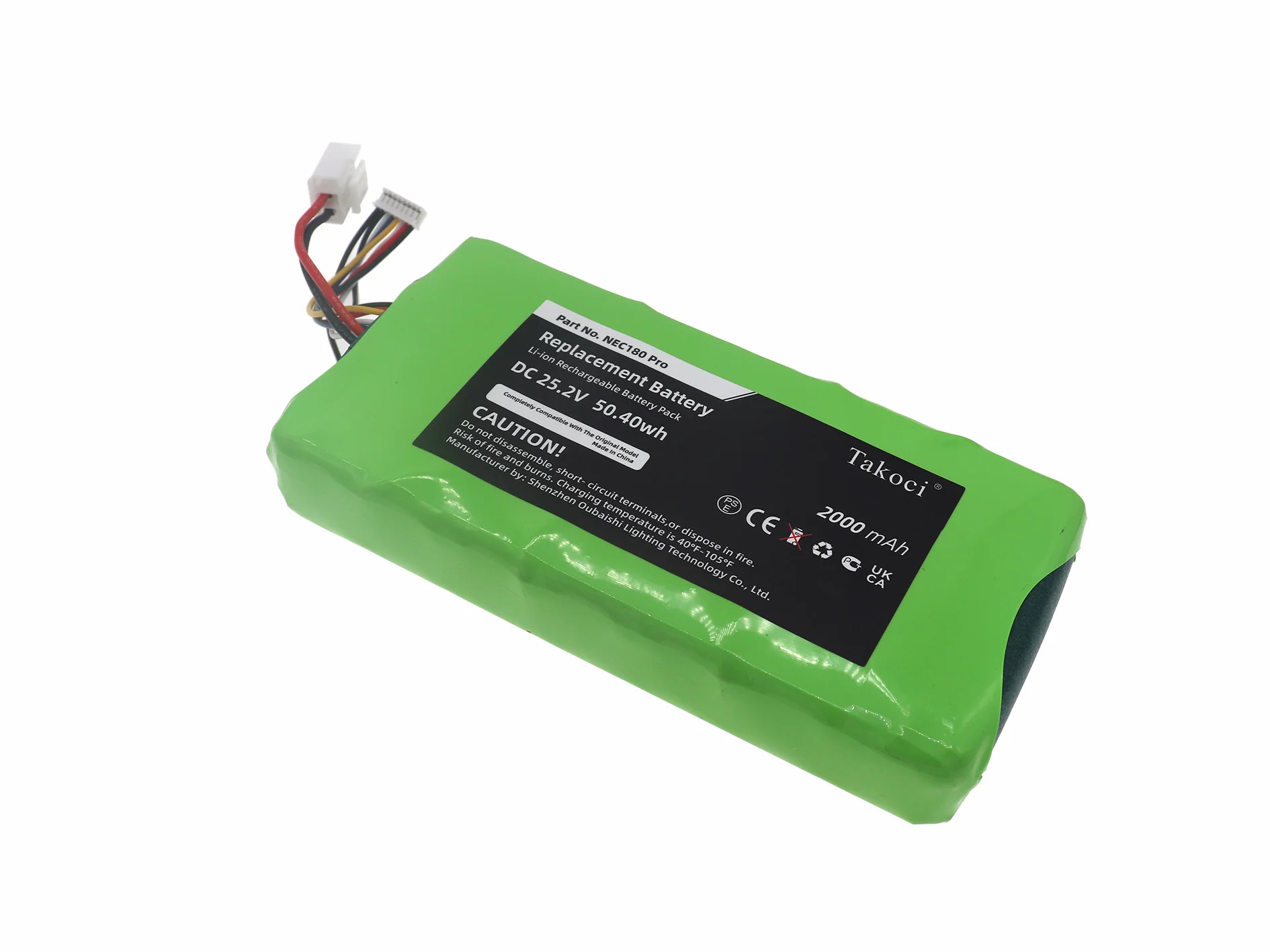 Vacuum Cleaner Battery 25.2V/2000mAh BP25220F for Eureka NEC180 Pro, Midea VSS1800