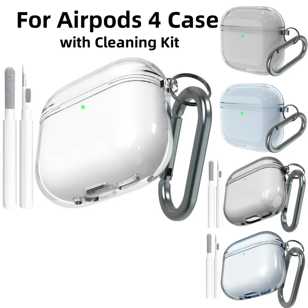 for AirPods 4th Generation Case Cover Shockproof Soft TPU Clear Anti-Yellowing Case for AirPods 4 with Cleaning Kit & Keychain