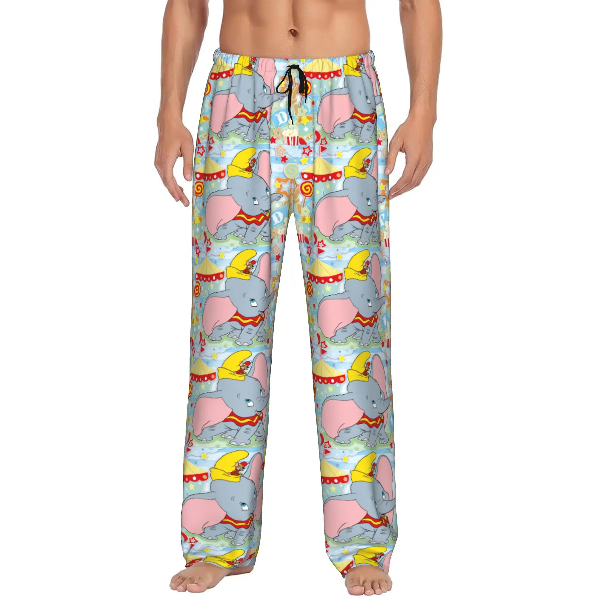 

Custom Men D-Dumboes Cartoon Pajama Pants Printed Cute Elephant Sleep Sleepwear Bottoms with Pockets