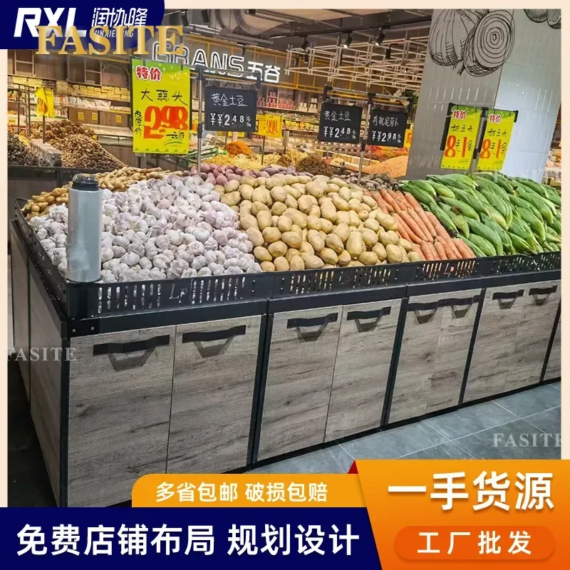For Supermarket Fruit Vegetable Display Shelf Commercial Fresh Produce Rack Stand Metal Storage Organizer Retail Store
