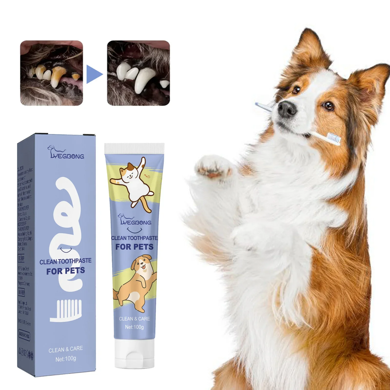 Pet Toothpaste Puppy Fresh Breath Cat Tartar Plaque Cleaning Deodorant Dog Teeth Whiten Kitten Toothpaste Oral Cleaning Products