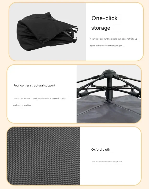 Hexagonal frame pet tent, thickened design, suitable for outdoor camping and foldable furniture