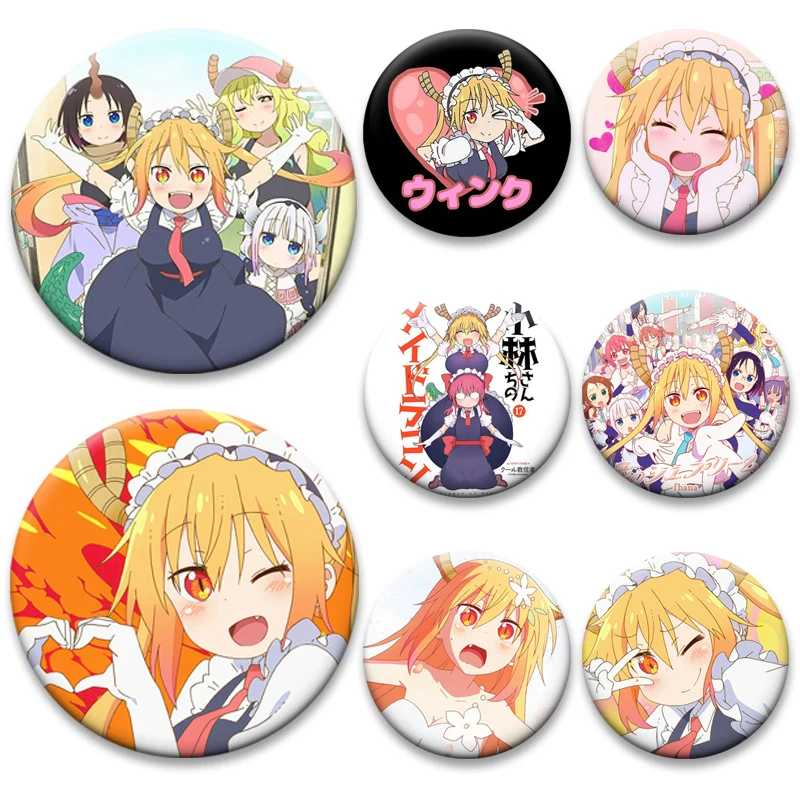 Broches de sirvienta de dragón de Miss Kobayashi, alfileres bonitos de dibujos animados, Kobayashi Tohru Kanna Kamui Jōi Elma, insignia, accesorios para bolso, regalos