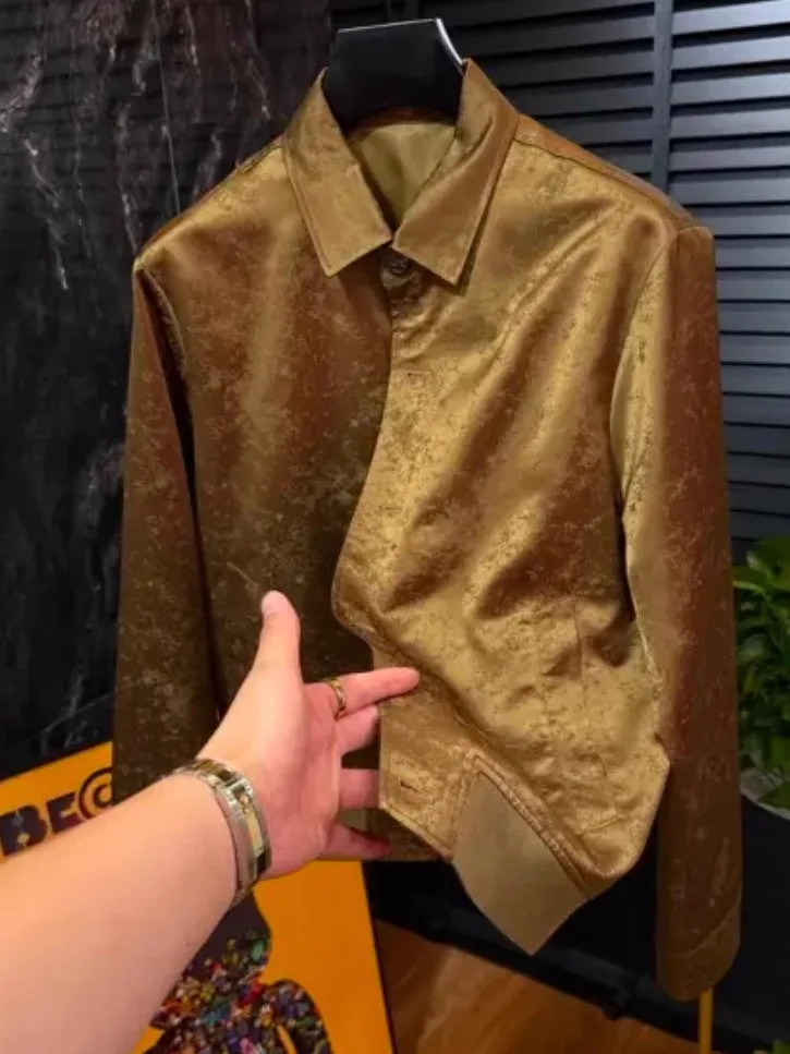 

Высококачественная модная мужская верхняя одежда с воротником-джате, весна-осень, легкая, роскошная, крутая, модная, облегающая, молодежная