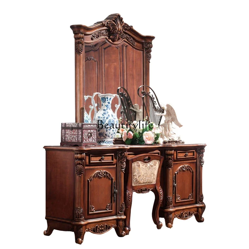 LXAmerican country solid wood dresser combination three-piece European luxury suitSSS