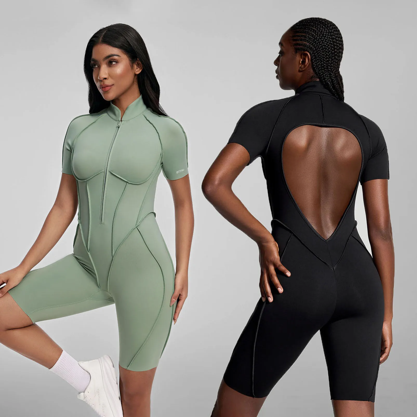 

BetterMe New Seamless Yoga Jumpsuits Sports Fitness Hip-lifting Backless Skinny Zipper One-Piece Workout Clothing Gym Bodysuit