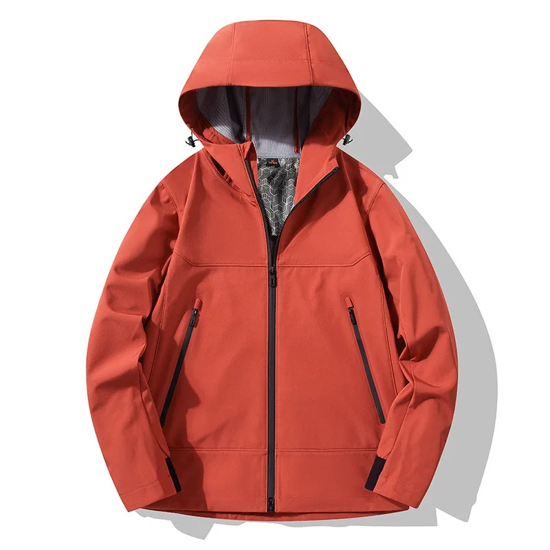 سترة رجالية عصرية مقاومة للماء ومضادة للرياح بغطاء للرأس للمشي لمسافات طويلة والتخييم والرياضة سترة مقاومة للرياح سترة خفيفة الوزن