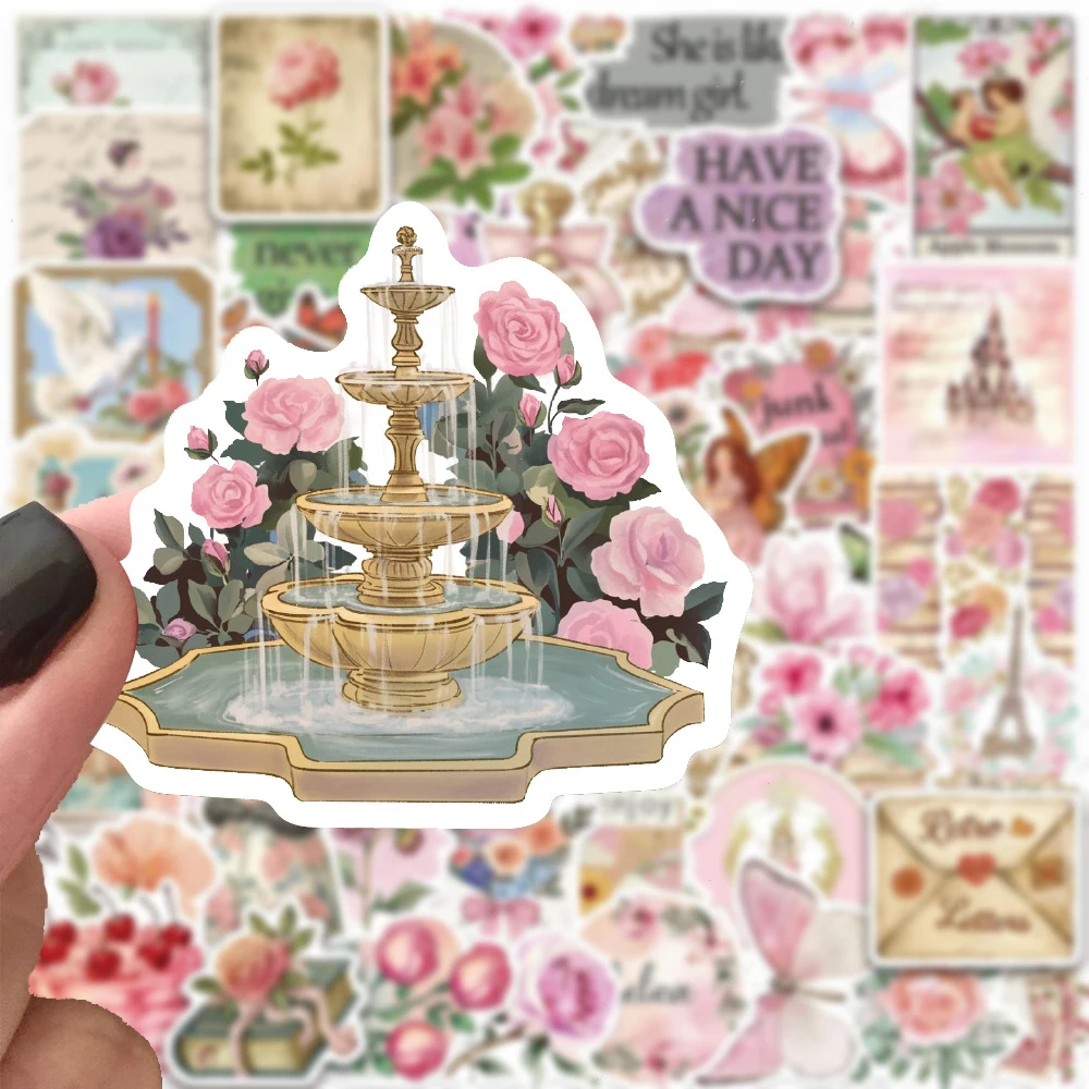 

10/30/50pcs Retro Pink Collage Doodles Stickers Cartoon Aesthetic Art Decals DIY Scrapbook Luggage Guitar Vintage Sticker Decor