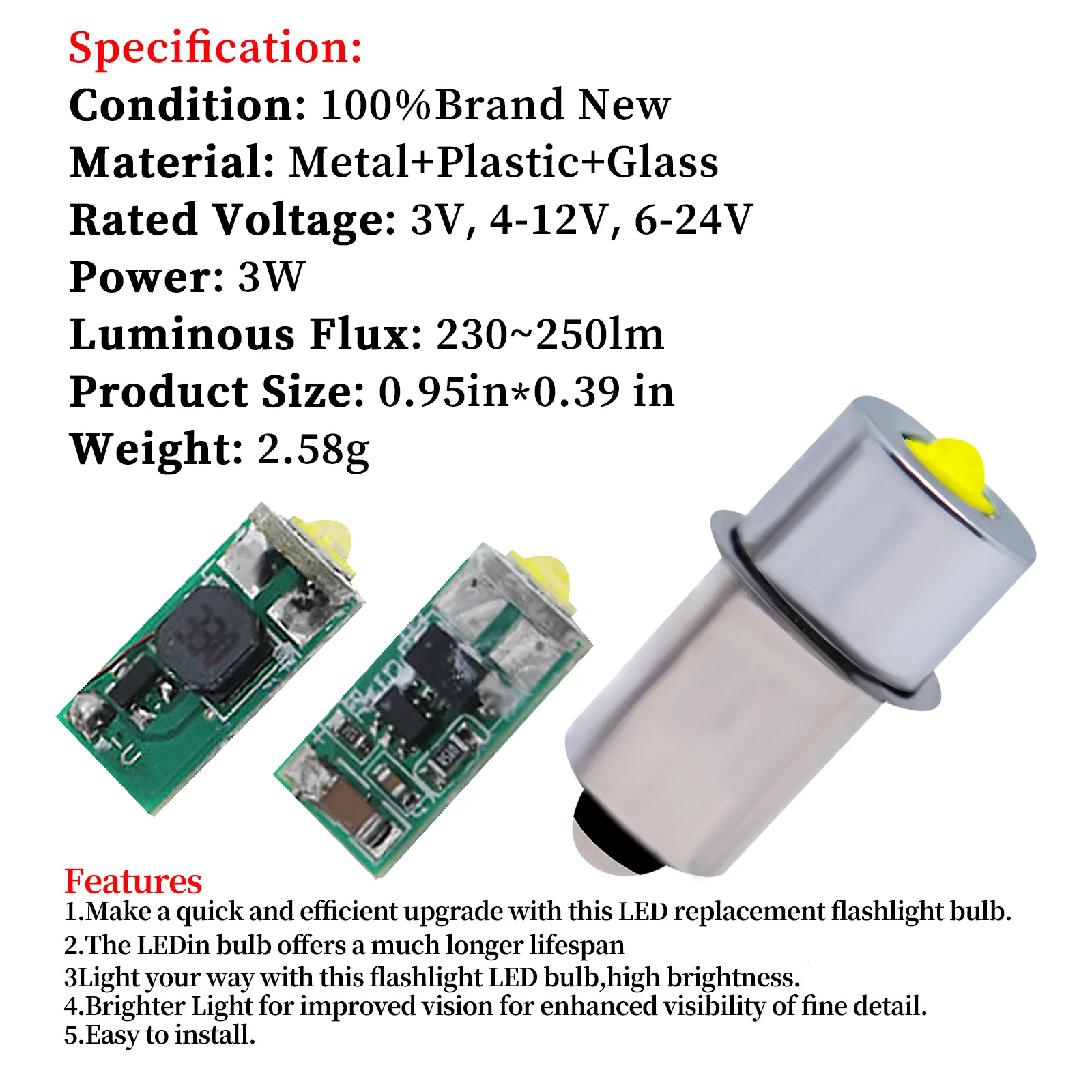 2 قطعة 200LM P13.5S 3 واط DC3V-12V 6 فولت-24 فولت LED ترقية المصباح الكهربي مصباح يدوي استبدال لمبة الشعلة مصابيح كهربائية للطوارئ العمل خلايا CD