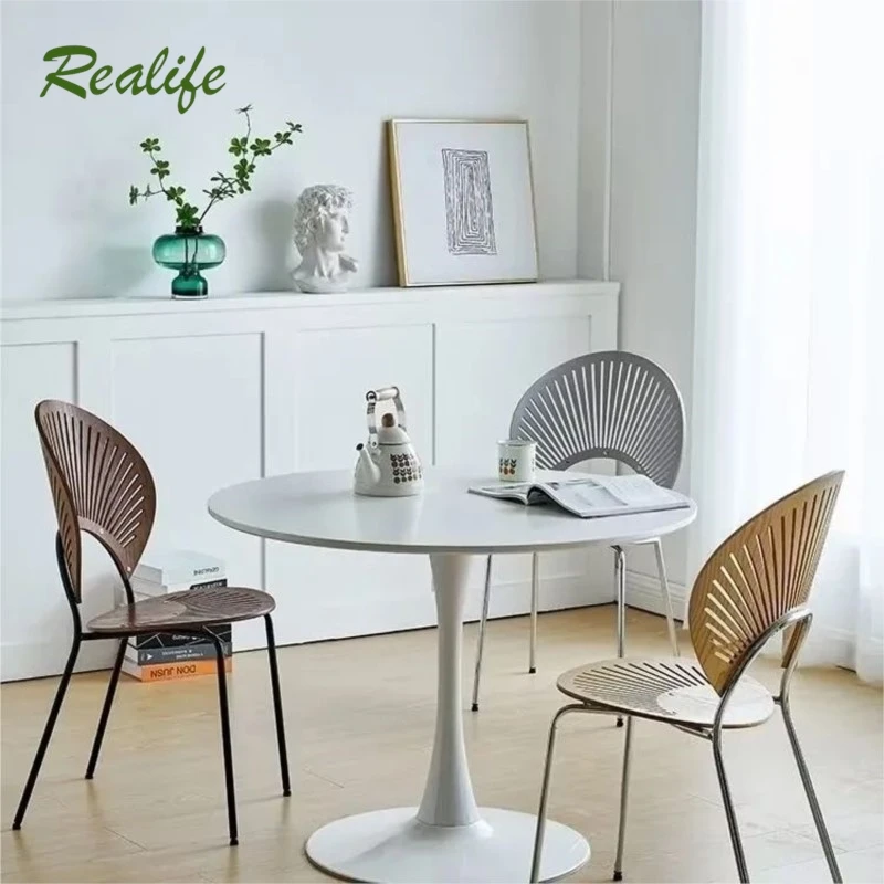 

Nordic modern antique chairs light luxury shell home dining chairs backrest chair internet famous restaurants simple retro chair