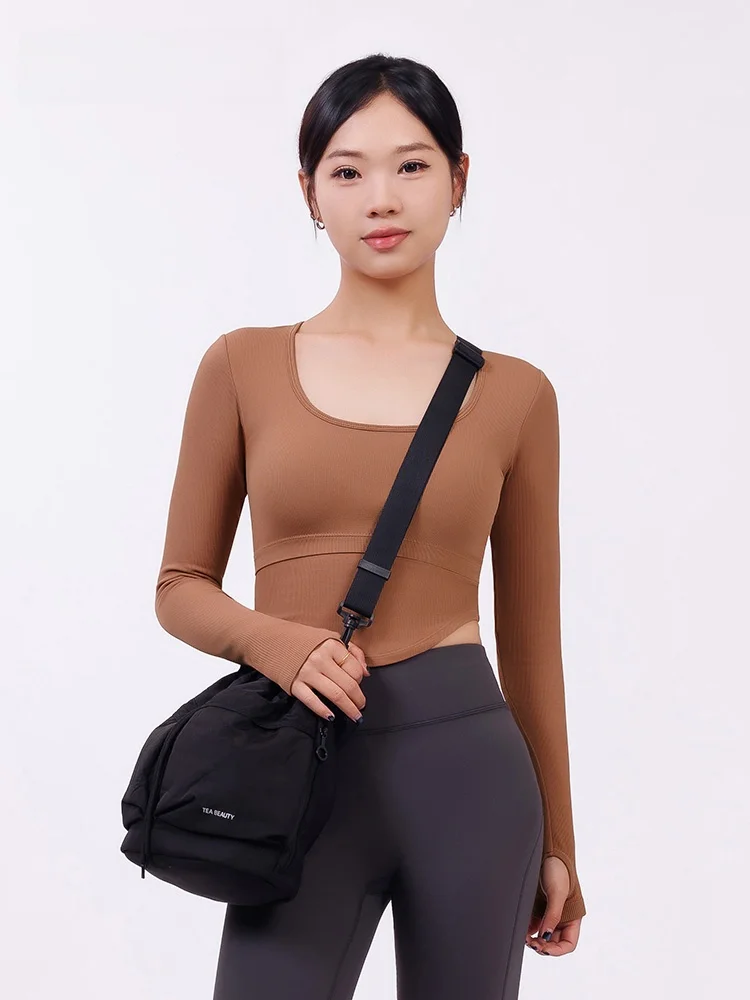 

Tea Beau Early Autumn Yoga Pilates a Clothes Long Sve T-irt Women High Elastici Top Spor Comfortable Nylon