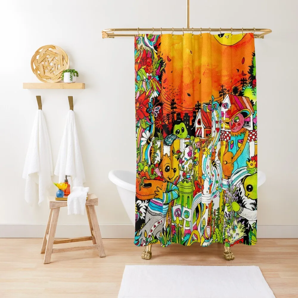 

Urban Farm Time Shower Curtain Bathroom Box Anti-Mold Waterproof Shower For Bathrooms With Beautiful Designs Window Curtain
