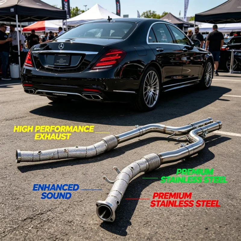Factory Wholesale Exhaust Downpipe for Mercedes Benz S63 AMG W222 5.5T 2015-2020 Racing Exhaust Pipes Head with Heat Shield