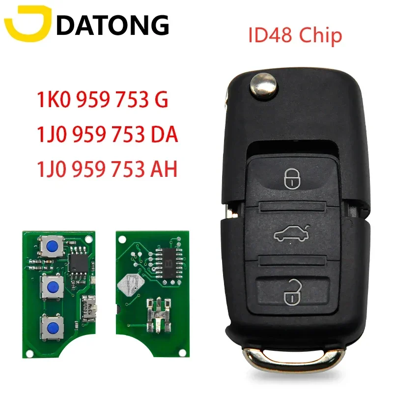 

Datong World Car Remote Key For VW Volk Swagen Caddy Passat Golf Jetta Tiguan Touran Sirocco 1K0959753G ID48 434Mhz Replace