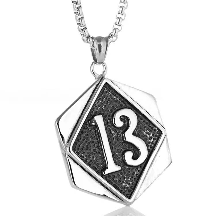 

AsJerlya Stainless Steel Number 13 Pendant Vintage Men's New Titanium Steel Pendant Chain For Women Men Sweater Collar