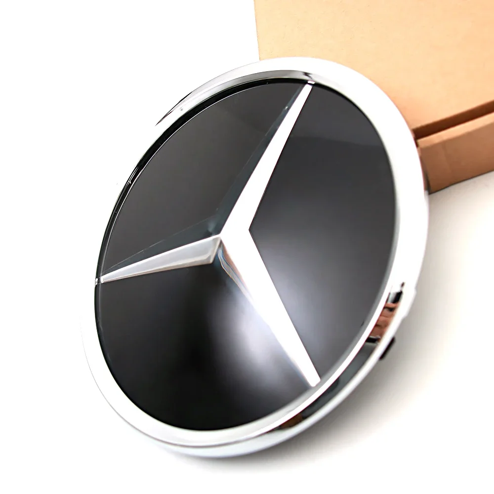 Black Border 3D Mirror Emblem For Mercedes Benz E-Class W213 2016-2020 Silver Car Front Grilled Star Emblem Logo Car Accessories