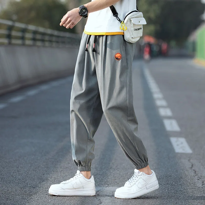 

spring legged casual pants men's loose fashion brand work clothes Harlan pants men's Korean fashion nine point straight pants