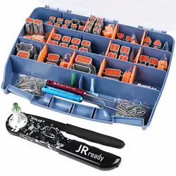 JRready ST6308 DT Connector Kit in 2,3,4,6,8,12 Pin with Solid Terminals，NEW-DT2 Crimper Equivalent to Deutsch HDT-48-00Crimper