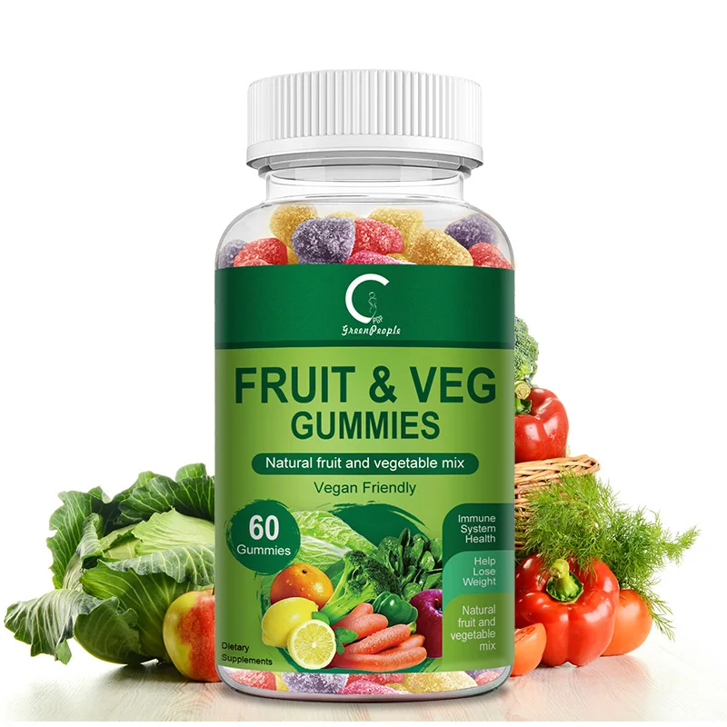 

GPGP Greenpeople Natural Vegetable & Fruit Gummies Anti-Constipation Help Digestion Multiple Vitamins & Dietary Fiber Supplement