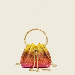 2024 Diamond Handbag New Metal Handheld Wallet Tassel Hot Diamond Chain Crossbody Bucket Shoulder Bag