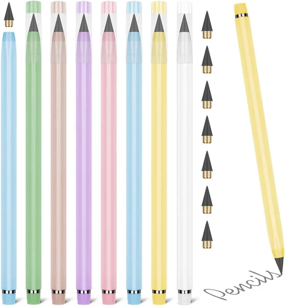 

Inkless Graphite Pencil Set, 7 Colors with Replaceable Nibs, Eraser, Unisex for Writing and Drawing