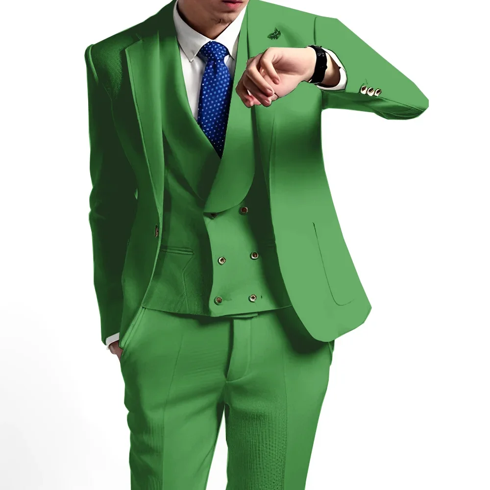 

Black luxury men's suit slim fit 3-piece jacket vest long pants wedding tailcoat men's formal occasion application