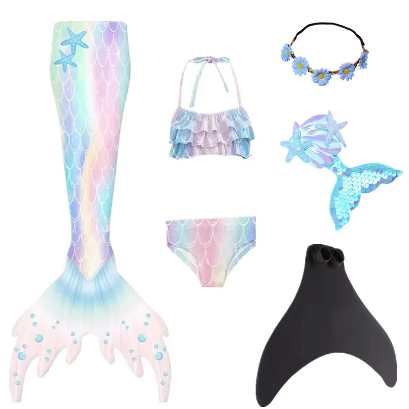 夏子供水泳マーメイドテールマーメイドコスチュームコスプレ子供プリンセスパーティーファンタジー水着モノフィンフィンを追加することができますクリスマス