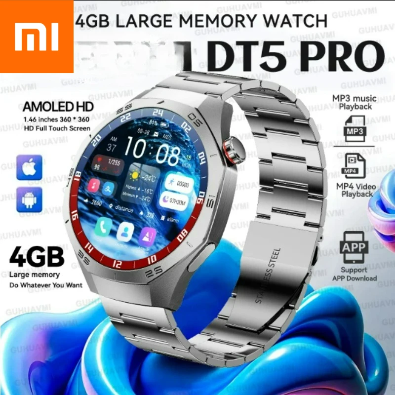 

Xiaomi 2025 Новые часы GT5 Pro с памятью, умные часы для мужчин, воспроизведение видео, GPS, приложение для загрузки, спортивные водонепроницаемые часы для наушников с вызовом, браслет