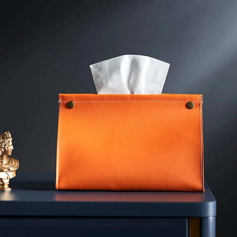 Simple Tissue Holder Dispenser Soft PU Napkins Paper Tissue Box Large Open Makeup Tools Bag Easy Access For Home Car