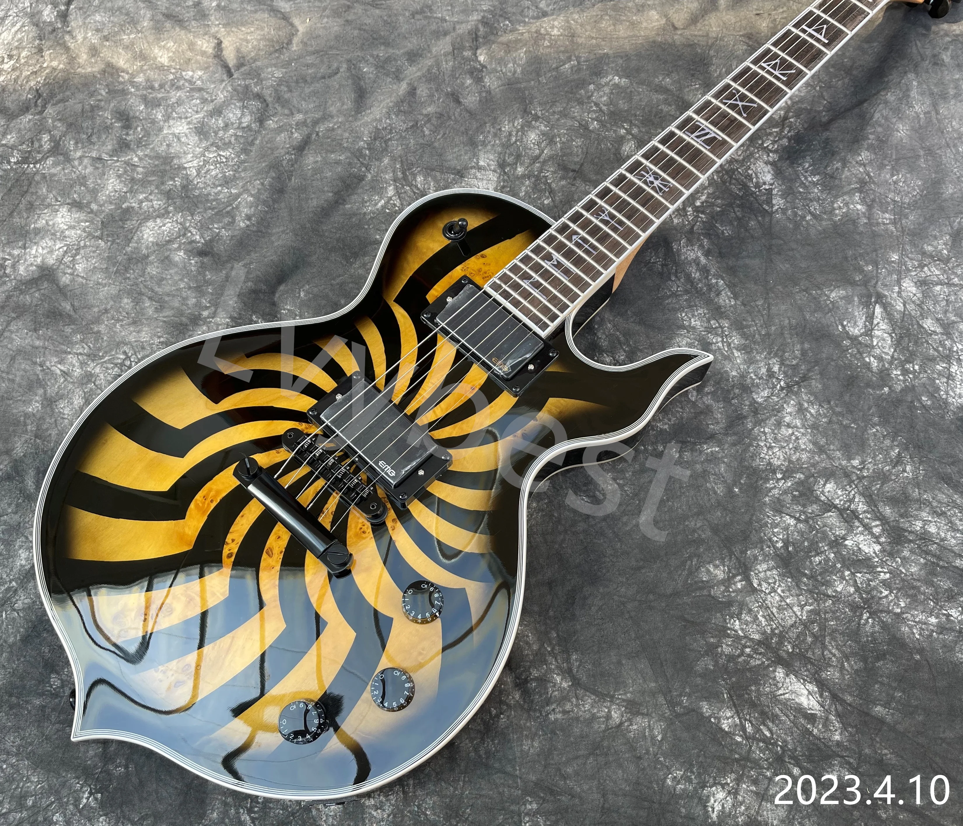 Custom Irregular Eelectric Guitar Body  Wylde Zakk Audio style Black Parts Tune O Matic Bridge And Stop Tail