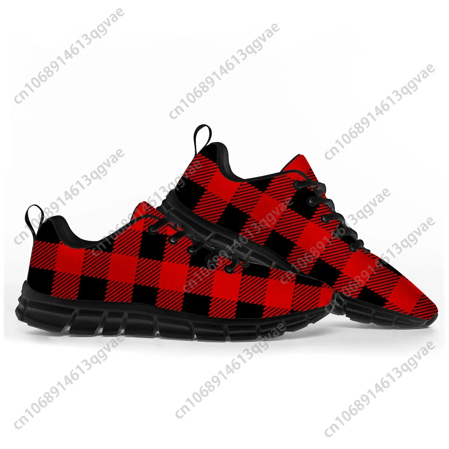 

Buffalo Plaid Pattern Pop Sports Shoes Mens Womens Sneakers Casual Custom High Quality Couple Shoes Black