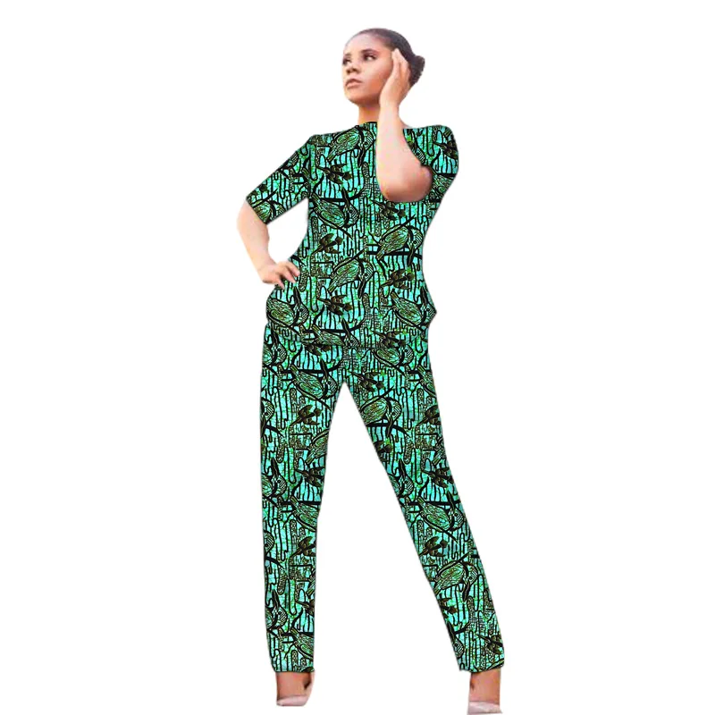 Half Sleeve Women Ankara Outfits Tops Patch Pants African Fashion Traditional Wedding Wear